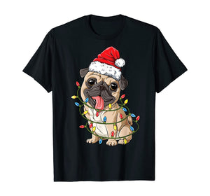 Funny shirts V-neck Tank top Hoodie sweatshirt usa uk au ca gifts for Pug Christmas Tree Lights Santa Dog Xmas Gifts Boys Pugmas T-Shirt 180692