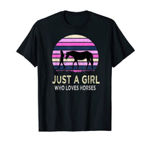Load image into Gallery viewer, Funny shirts V-neck Tank top Hoodie sweatshirt usa uk au ca gifts for Just a Girl Who Loves Horses - Riding Retro sunset Gifts T-Shirt 669955
