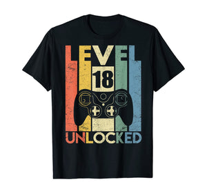 Level 18 Unlocked Tshirt 18th Video Gamer Birthday Boy Gifts