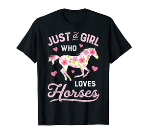 Just A Girl Who Loves Horses Shirt Horse Riding Women Gifts