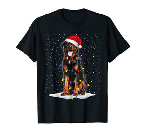 Rottweiler Santa Christmas Tree Lights Xmas Gifts T-Shirt-1250489