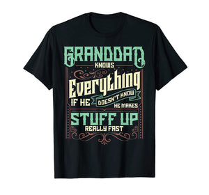 Mens Granddad Knows Everything Funny Granddad Christmas Gifts T-Shirt-1654539