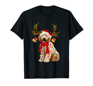 Santa Golden doodle reindeer Light Christmas gifts T-Shirt-2084445