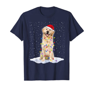 Funny shirts V-neck Tank top Hoodie sweatshirt usa uk au ca gifts for Golden retriever Santa Christmas Tree Lights Xmas Gifts T-Shirt 740329