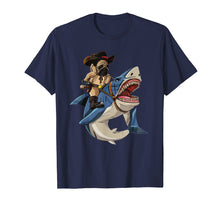 Load image into Gallery viewer, Funny shirts V-neck Tank top Hoodie sweatshirt usa uk au ca gifts for Cowboy Pug Riding Shark Tshirt Funny Pug Dog Lover Gifts 787834
