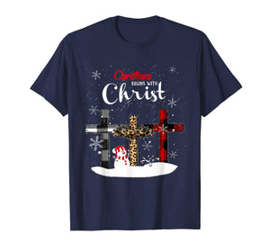 Womens Christmas Begins With Christ Xmas Gifts T-Shirt