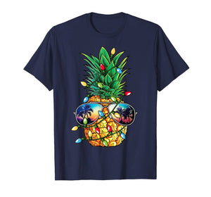 Pineapple Christmas Tree Lights Xmas Men Gifts Sunglasses T-Shirt-226693