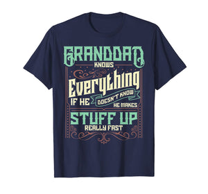 Mens Granddad Knows Everything Funny Granddad Christmas Gifts T-Shirt-1654539
