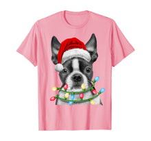 Load image into Gallery viewer, Funny shirts V-neck Tank top Hoodie sweatshirt usa uk au ca gifts for Boston Terrier Santa Christmas Tree Lights Xmas Gifts Boys T-Shirt 540146
