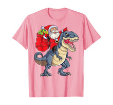 Load image into Gallery viewer, Funny shirts V-neck Tank top Hoodie sweatshirt usa uk au ca gifts for Santa Riding Dinosaur T rex Christmas Gifts Boys Men Xmas T-Shirt 60152
