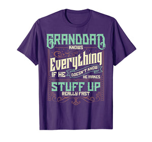 Mens Granddad Knows Everything Funny Granddad Christmas Gifts T-Shirt-1654539