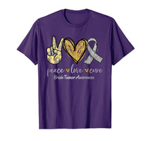 Load image into Gallery viewer, Peace Love Cure Ribbon Brain Tumor Awareness Gifts TShirt1007238
