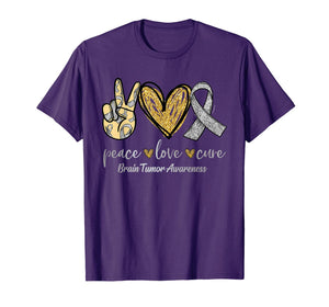 Peace Love Cure Ribbon Brain Tumor Awareness Gifts TShirt1007238