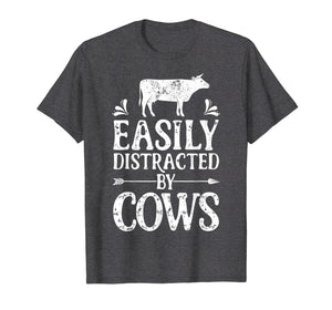 Funny shirts V-neck Tank top Hoodie sweatshirt usa uk au ca gifts for Easily Distracted By Cows T Shirt Cow Men Women Gifts Farmer 491137