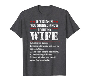 Mens 5 Things You Should Know About My Wife Tshirt Husband Gifts