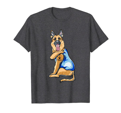 Women Gifts German Shepherd Dog Tattoo I Love Mom T-Shirt-302767