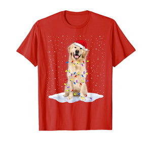 Funny shirts V-neck Tank top Hoodie sweatshirt usa uk au ca gifts for Golden retriever Santa Christmas Tree Lights Xmas Gifts T-Shirt 740329