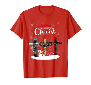 Womens Christmas Begins With Christ Xmas Gifts T-Shirt