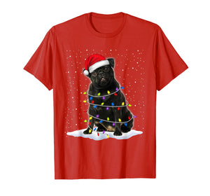 Pug Santa Christmas Tree Lights Xmas Gifts T-Shirt-1970505