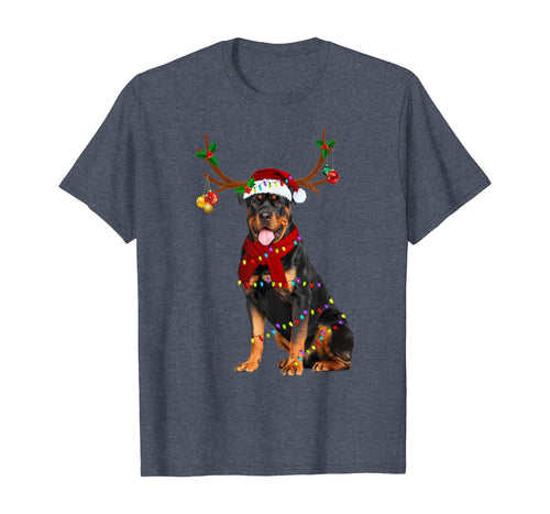 Funny shirts V-neck Tank top Hoodie sweatshirt usa uk au ca gifts for Santa Rottweiler reindeer Light Christmas gifts T-Shirt 389659