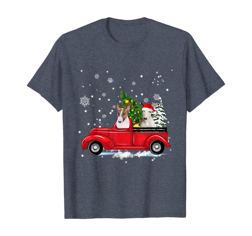 Funny shirts V-neck Tank top Hoodie sweatshirt usa uk au ca gifts for Bull Terrier Riding Red Truck Christmas Gifts Dog T-Shirt 880696