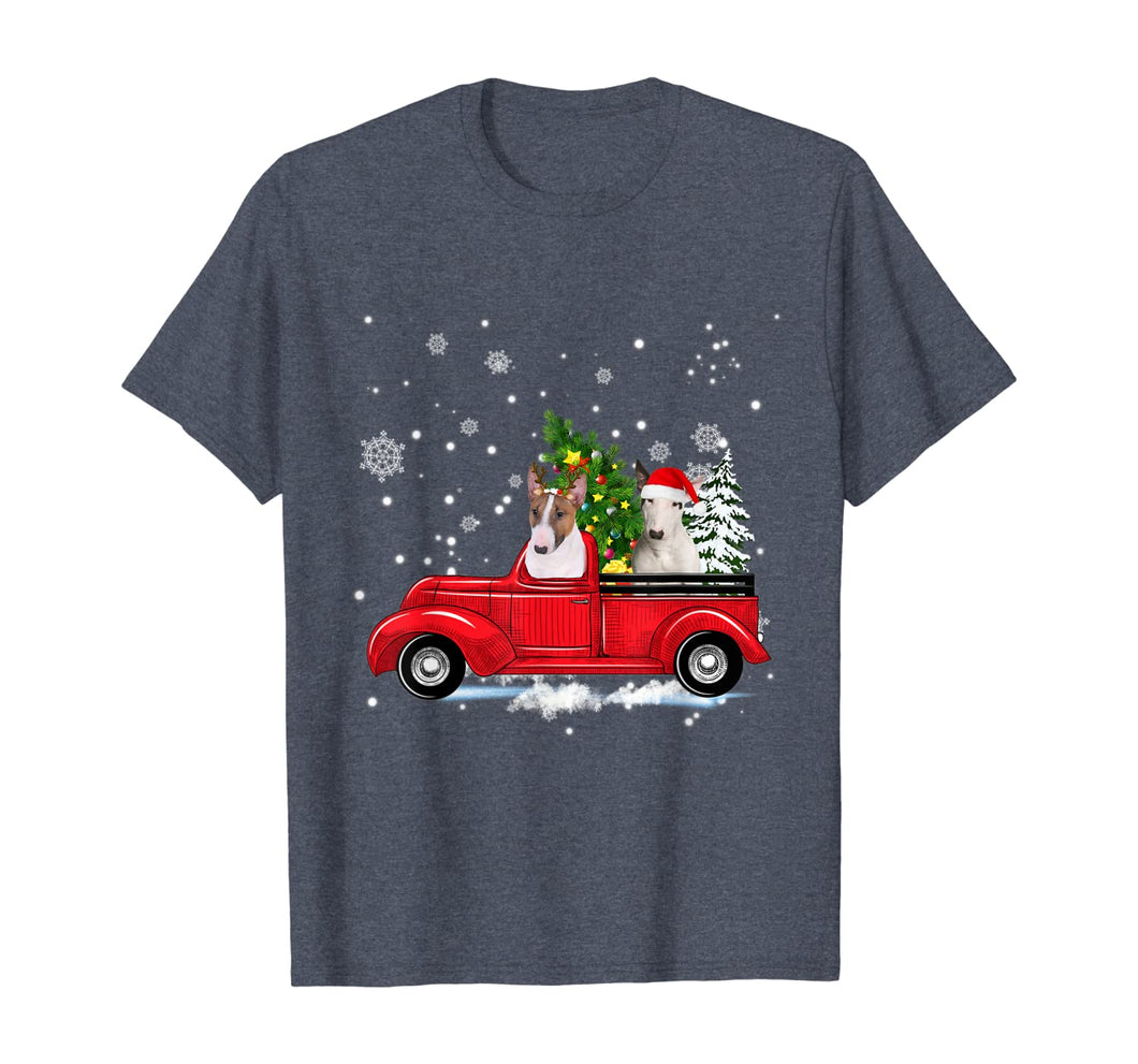 Funny shirts V-neck Tank top Hoodie sweatshirt usa uk au ca gifts for Bull Terrier Riding Red Truck Christmas Gifts Dog T-Shirt 880696