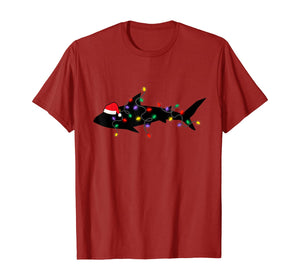 Shark Christmas Lights Santa Hat Pajamas Xmas Gifts Family T-Shirt