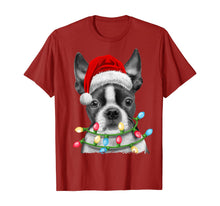 Load image into Gallery viewer, Funny shirts V-neck Tank top Hoodie sweatshirt usa uk au ca gifts for Boston Terrier Santa Christmas Tree Lights Xmas Gifts Boys T-Shirt 540146
