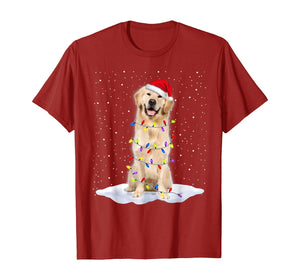 Funny shirts V-neck Tank top Hoodie sweatshirt usa uk au ca gifts for Golden retriever Santa Christmas Tree Lights Xmas Gifts T-Shirt 740329