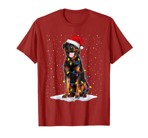 Rottweiler Santa Christmas Tree Lights Xmas Gifts T-Shirt-1250489
