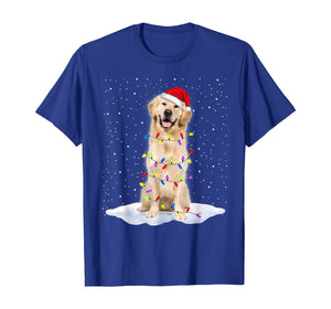 Funny shirts V-neck Tank top Hoodie sweatshirt usa uk au ca gifts for Golden retriever Santa Christmas Tree Lights Xmas Gifts T-Shirt 740329
