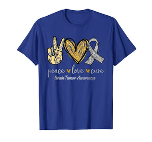 Peace Love Cure Ribbon Brain Tumor Awareness Gifts TShirt1007238