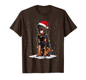 Rottweiler Santa Christmas Tree Lights Xmas Gifts T-Shirt-1250489