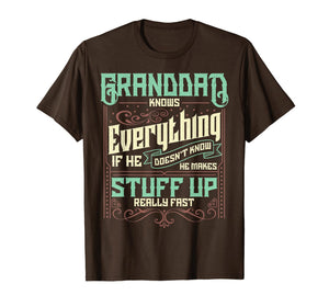 Mens Granddad Knows Everything Funny Granddad Christmas Gifts T-Shirt-1654539