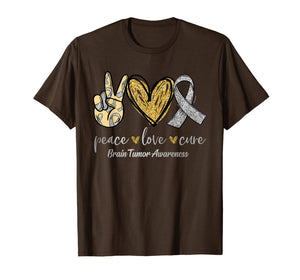 Peace Love Cure Ribbon Brain Tumor Awareness Gifts TShirt1007238