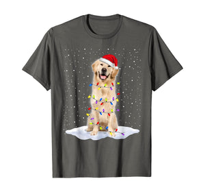 Funny shirts V-neck Tank top Hoodie sweatshirt usa uk au ca gifts for Golden retriever Santa Christmas Tree Lights Xmas Gifts T-Shirt 740329