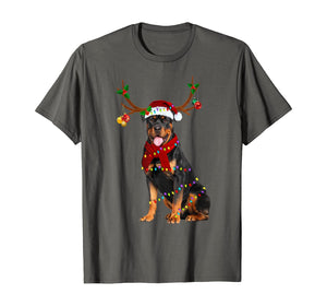 Funny shirts V-neck Tank top Hoodie sweatshirt usa uk au ca gifts for Santa Rottweiler reindeer Light Christmas gifts T-Shirt 389659