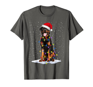 Rottweiler Santa Christmas Tree Lights Xmas Gifts T-Shirt-1250489