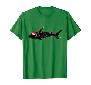 Shark Christmas Lights Santa Hat Pajamas Xmas Gifts Family T-Shirt