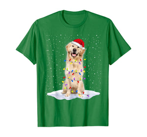 Funny shirts V-neck Tank top Hoodie sweatshirt usa uk au ca gifts for Golden retriever Santa Christmas Tree Lights Xmas Gifts T-Shirt 740329