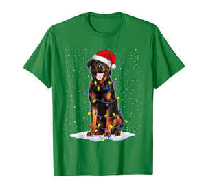 Rottweiler Santa Christmas Tree Lights Xmas Gifts T-Shirt-1250489