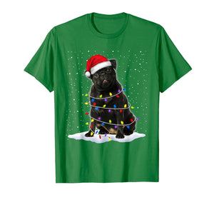 Pug Santa Christmas Tree Lights Xmas Gifts T-Shirt-1970505