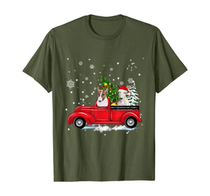 Funny shirts V-neck Tank top Hoodie sweatshirt usa uk au ca gifts for Bull Terrier Riding Red Truck Christmas Gifts Dog T-Shirt 880696