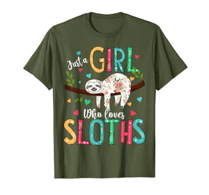 Funny shirts V-neck Tank top Hoodie sweatshirt usa uk au ca gifts for Just a Girl Who Loves Sloths Funny Sloths Lover Gifts T-Shirt 44941