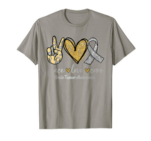 Peace Love Cure Ribbon Brain Tumor Awareness Gifts TShirt1007238