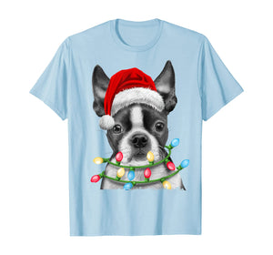 Funny shirts V-neck Tank top Hoodie sweatshirt usa uk au ca gifts for Boston Terrier Santa Christmas Tree Lights Xmas Gifts Boys T-Shirt 540146