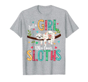 Funny shirts V-neck Tank top Hoodie sweatshirt usa uk au ca gifts for Just a Girl Who Loves Sloths Funny Sloths Lover Gifts T-Shirt 44941
